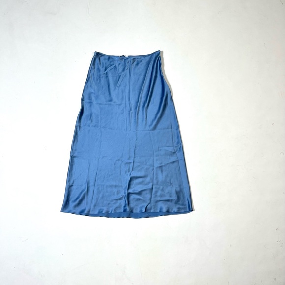 Silk Blue Midi Skirt Sablyn